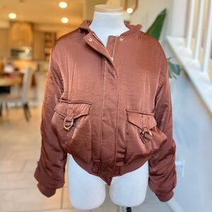 House of Harlow Satin Bomber Jacket